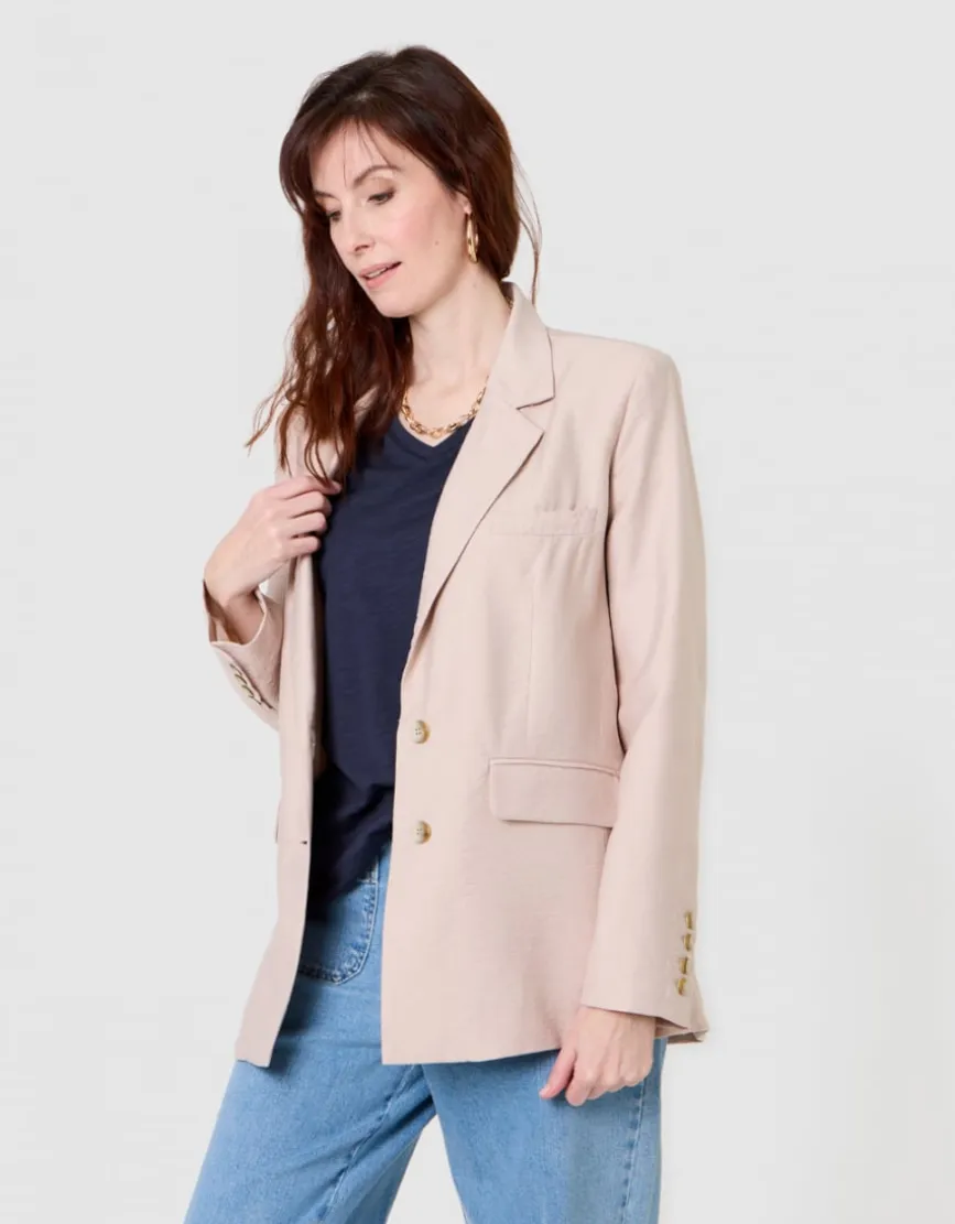 Blazer long crêpe beige