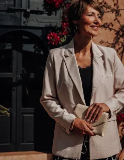 Blazer long crêpe beige