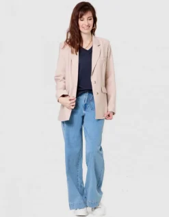 Blazer long crêpe beige