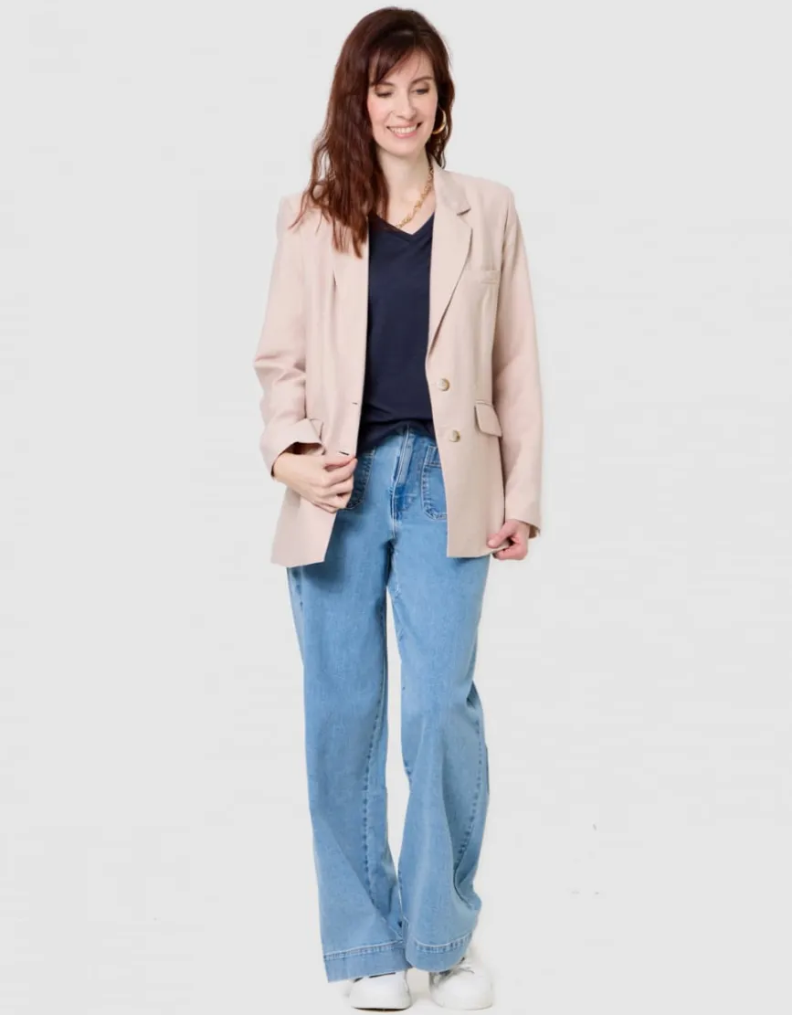 Blazer long crêpe beige