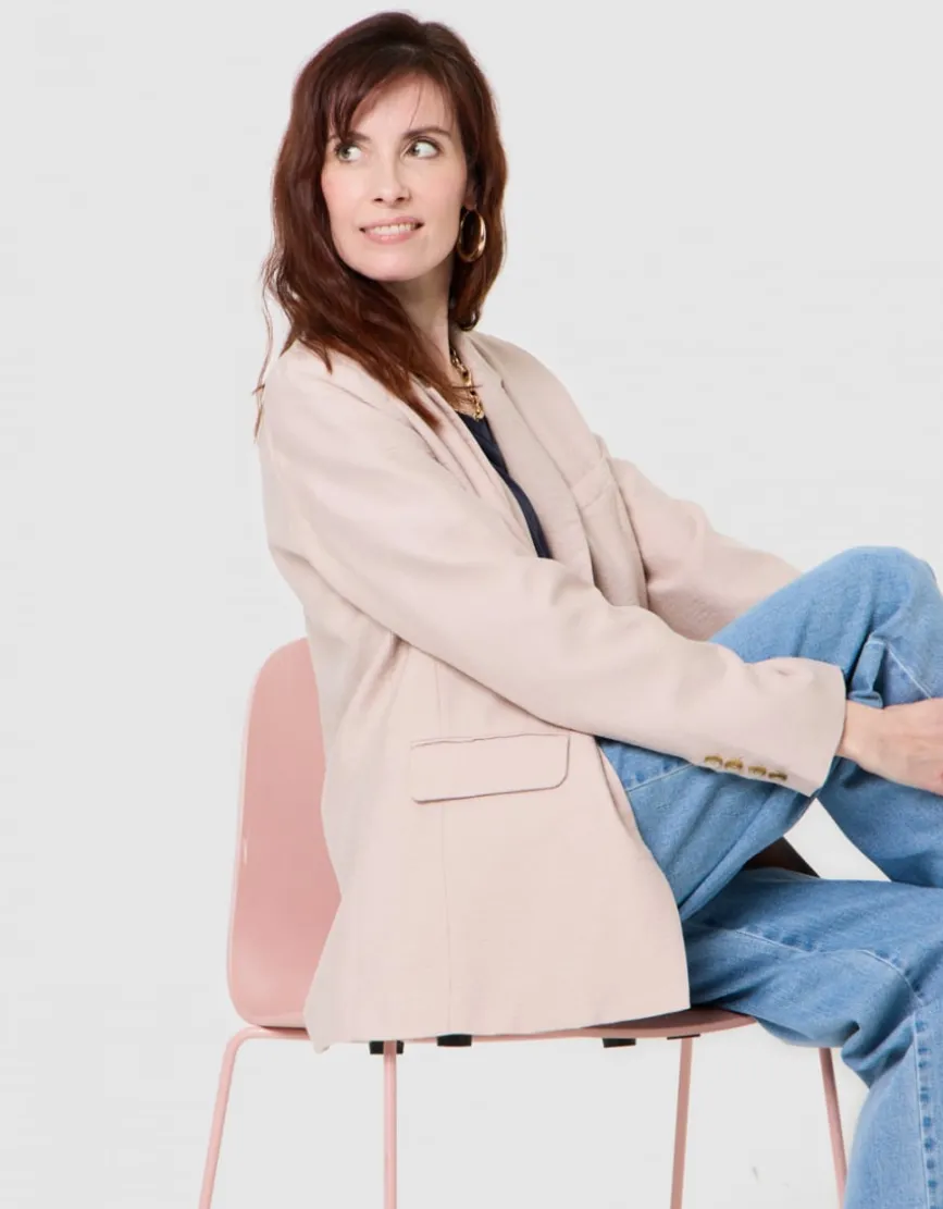 Blazer long crêpe beige