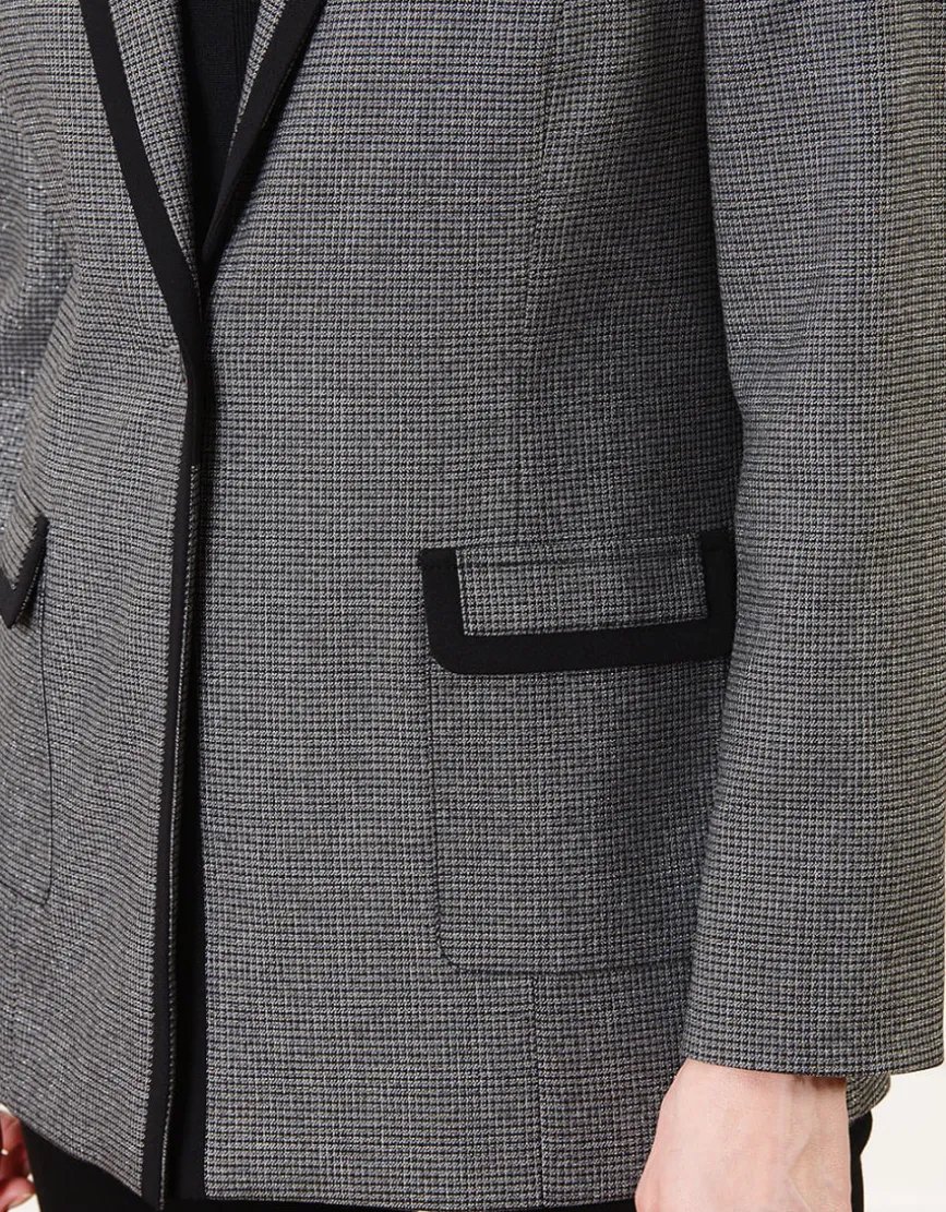 Blazer long gris motif