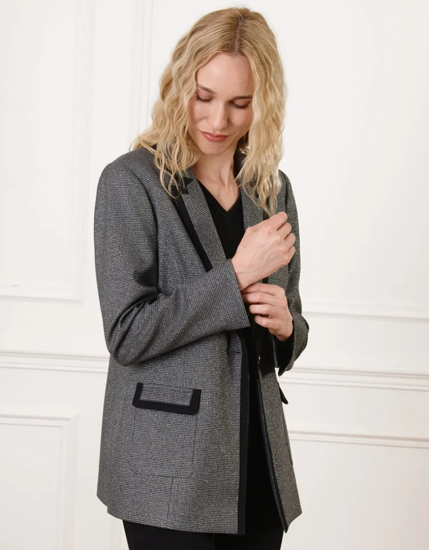 Blazer long gris motif