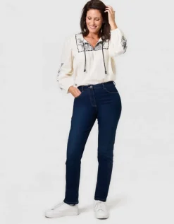 Blouse brodée écru noir