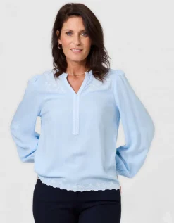 Blouse broderie bleu