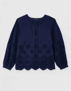 Blouse broderie marine