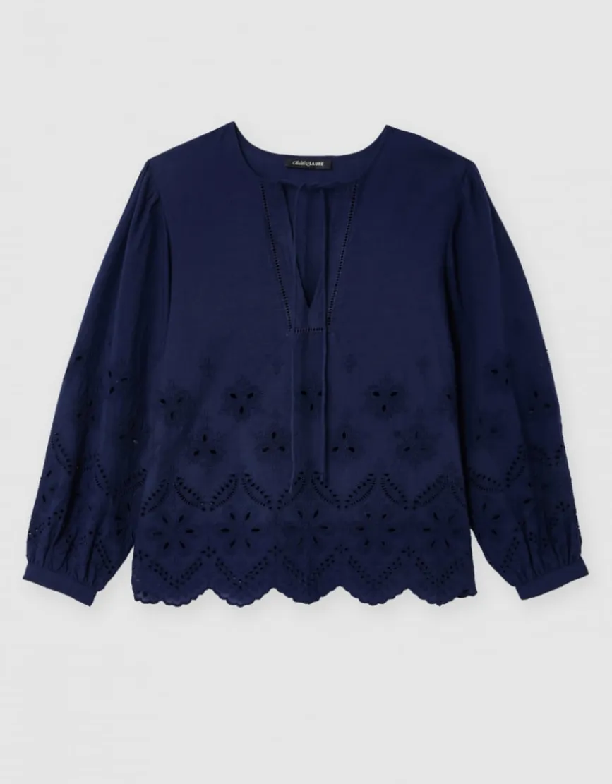 Blouse broderie marine