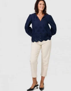 Blouse broderie marine