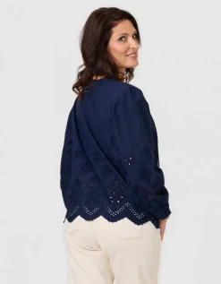 Blouse broderie marine