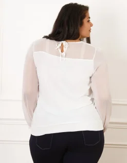 Blouse chic bi-matière