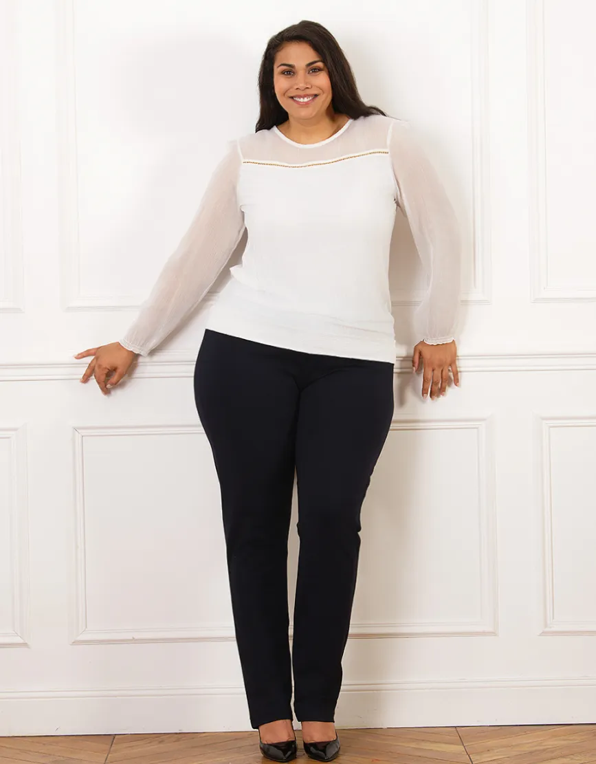 Blouse chic bi-matière
