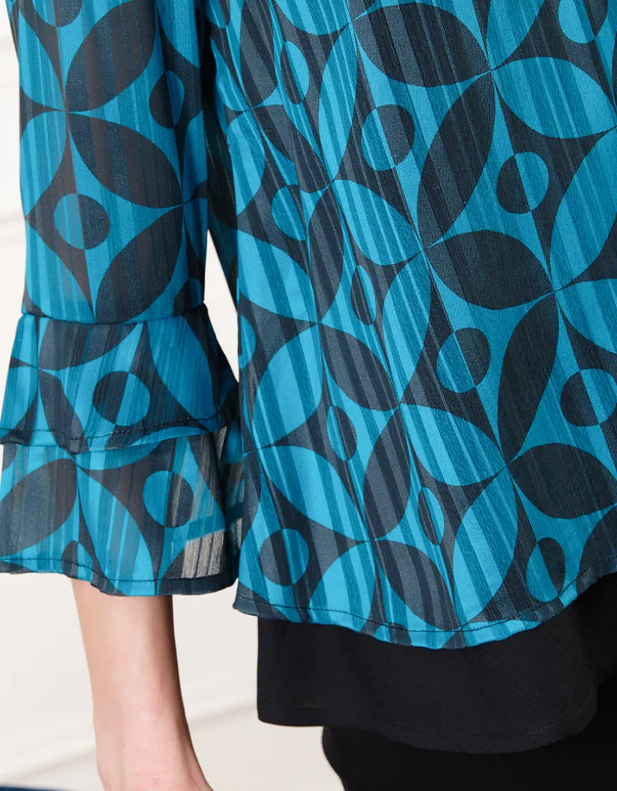 Blouse chic motif bleu