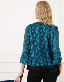 Blouse chic motif bleu