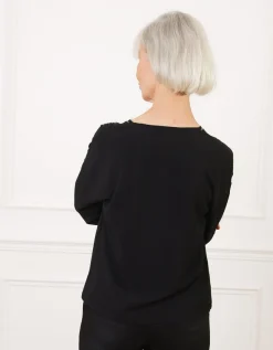 Blouse chic strass noir