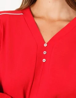 Blouse col V rouge
