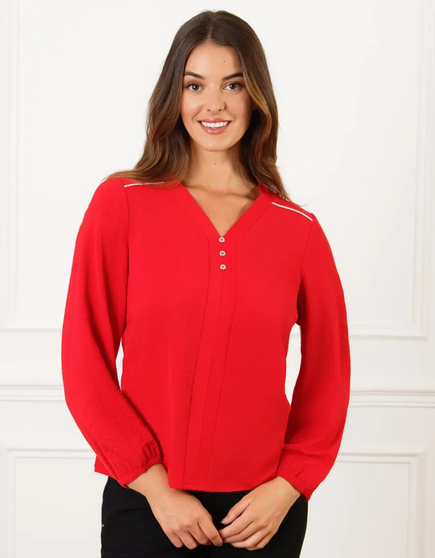 Blouse col V rouge