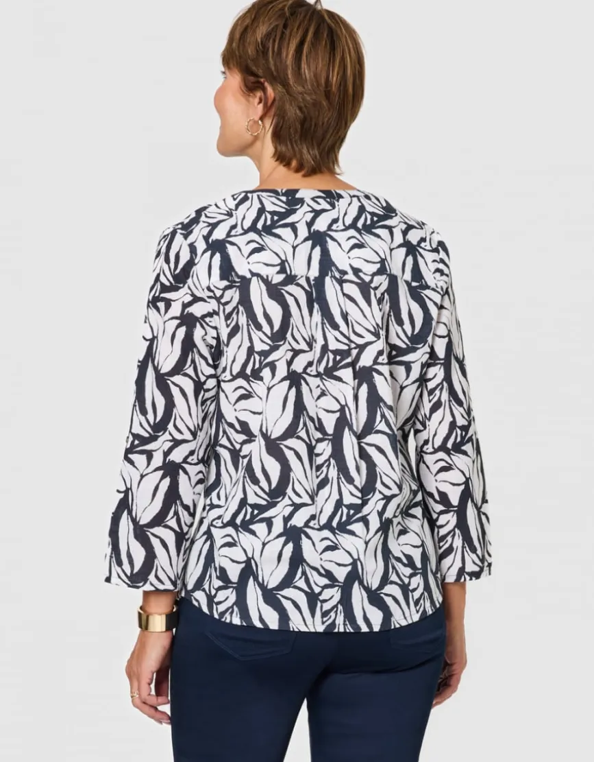 Blouse coton motif marine