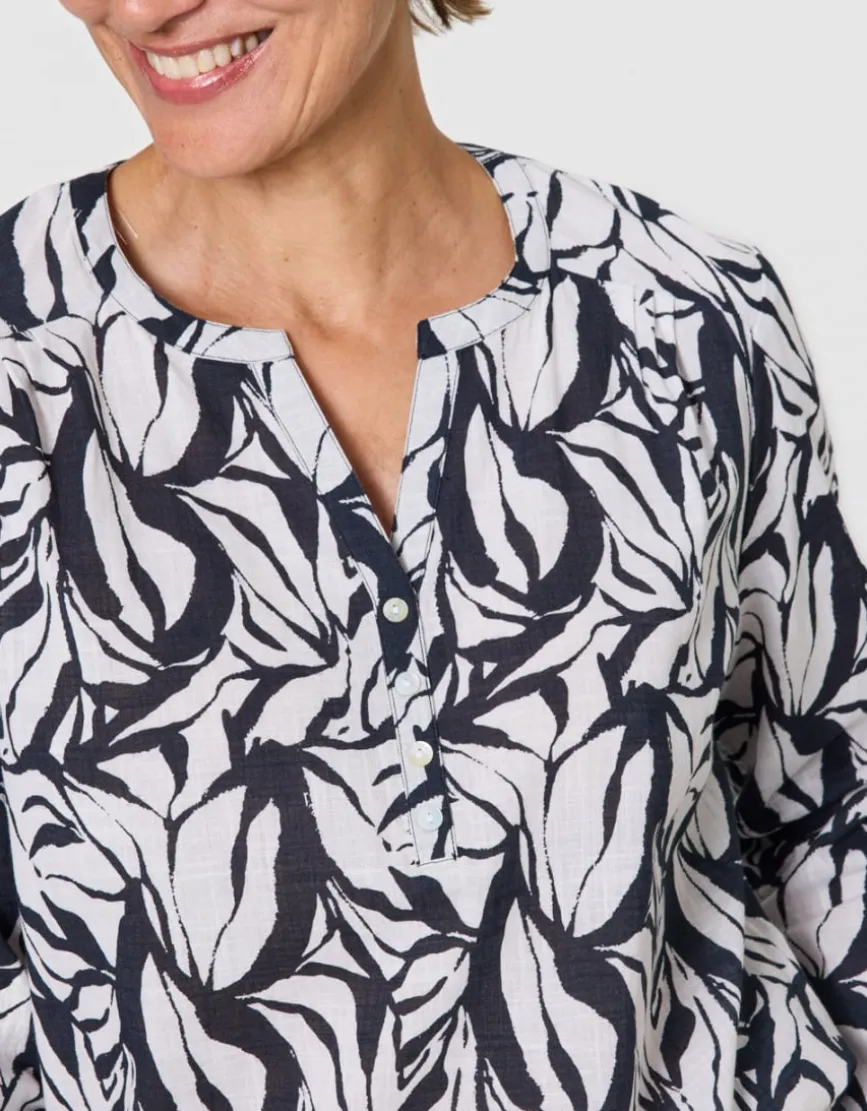 Blouse coton motif marine