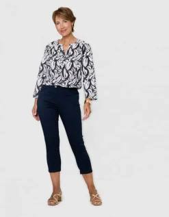 Blouse coton motif marine