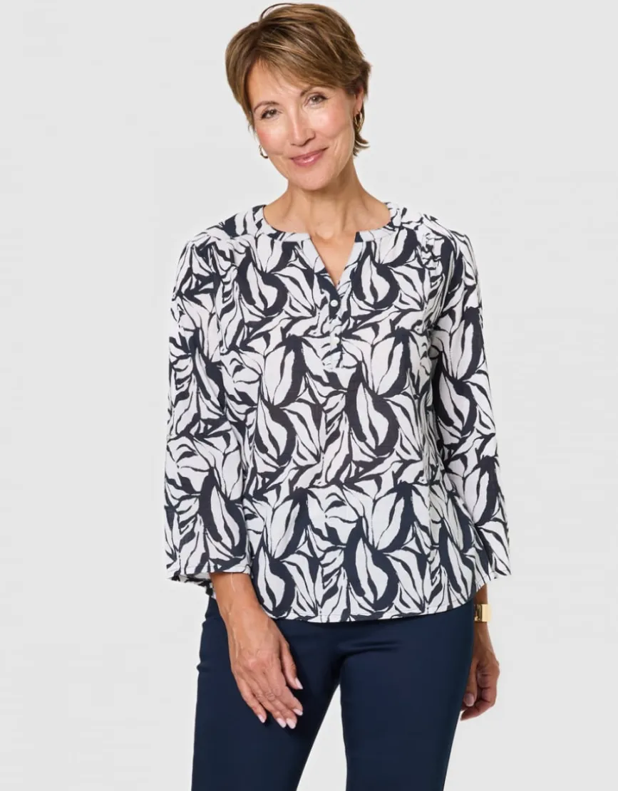 Blouse coton motif marine
