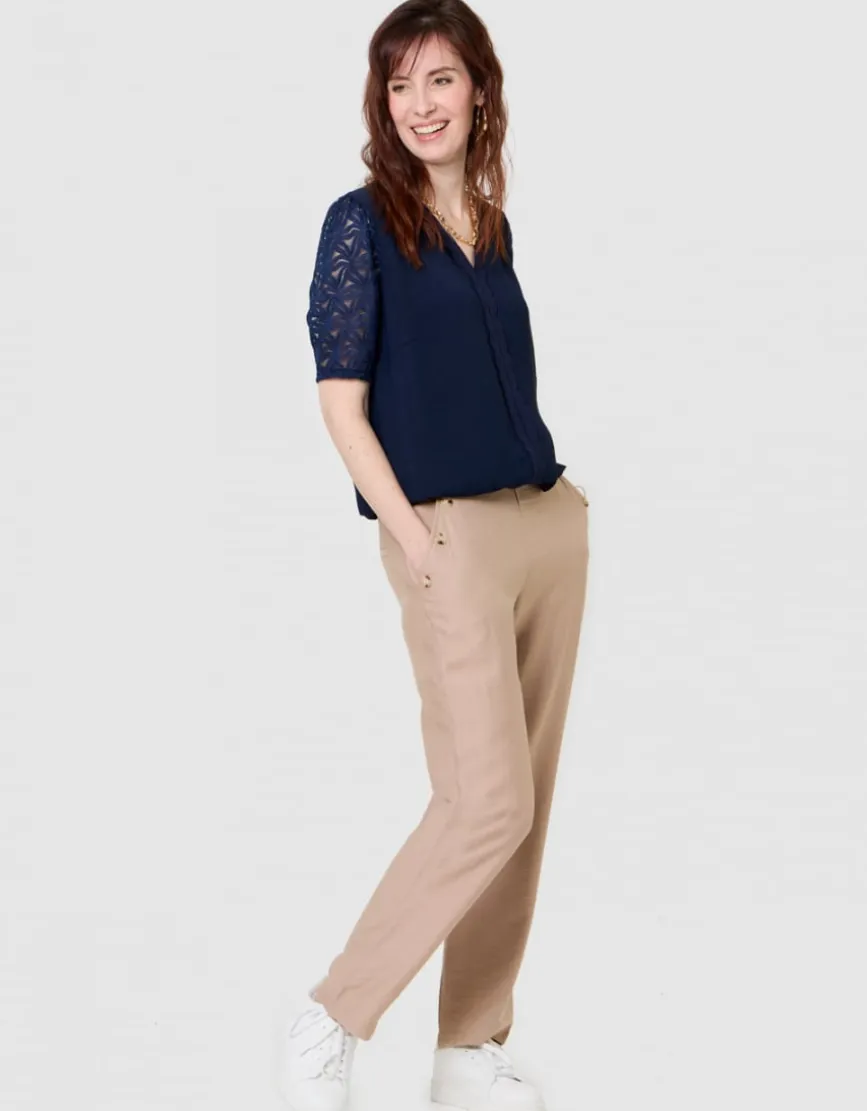Blouse dentelle marine