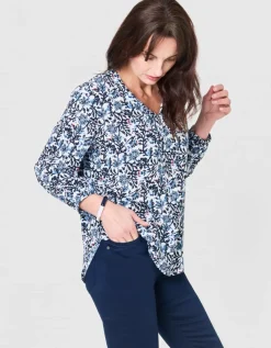 Blouse fluide motif bleu