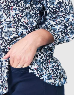 Blouse fluide motif bleu