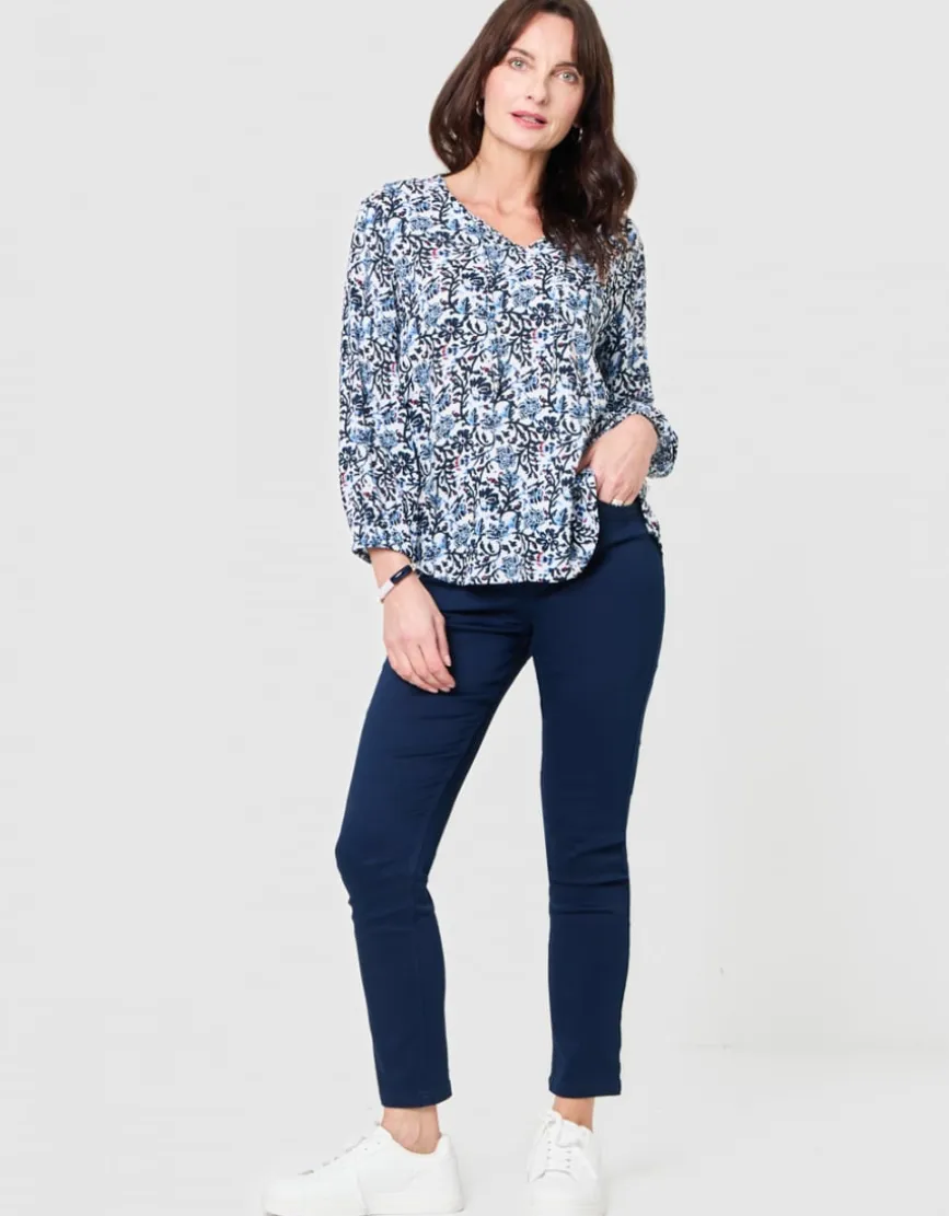 Blouse fluide motif bleu