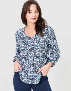 Blouse fluide motif bleu