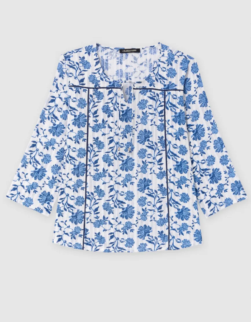 Blouse imprimé coton bleu