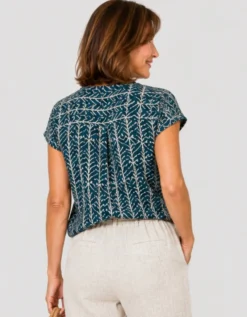 Blouse motif bleu