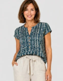 Blouse motif bleu