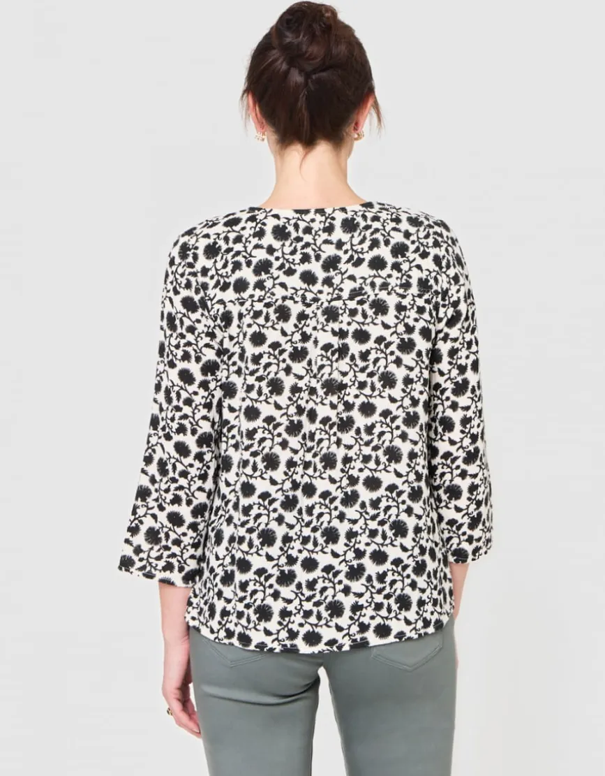 Blouse motif coton beige