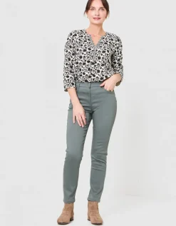 Blouse motif coton beige