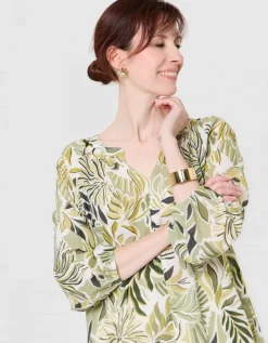 Blouse motif coton vert