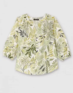 Blouse motif coton vert