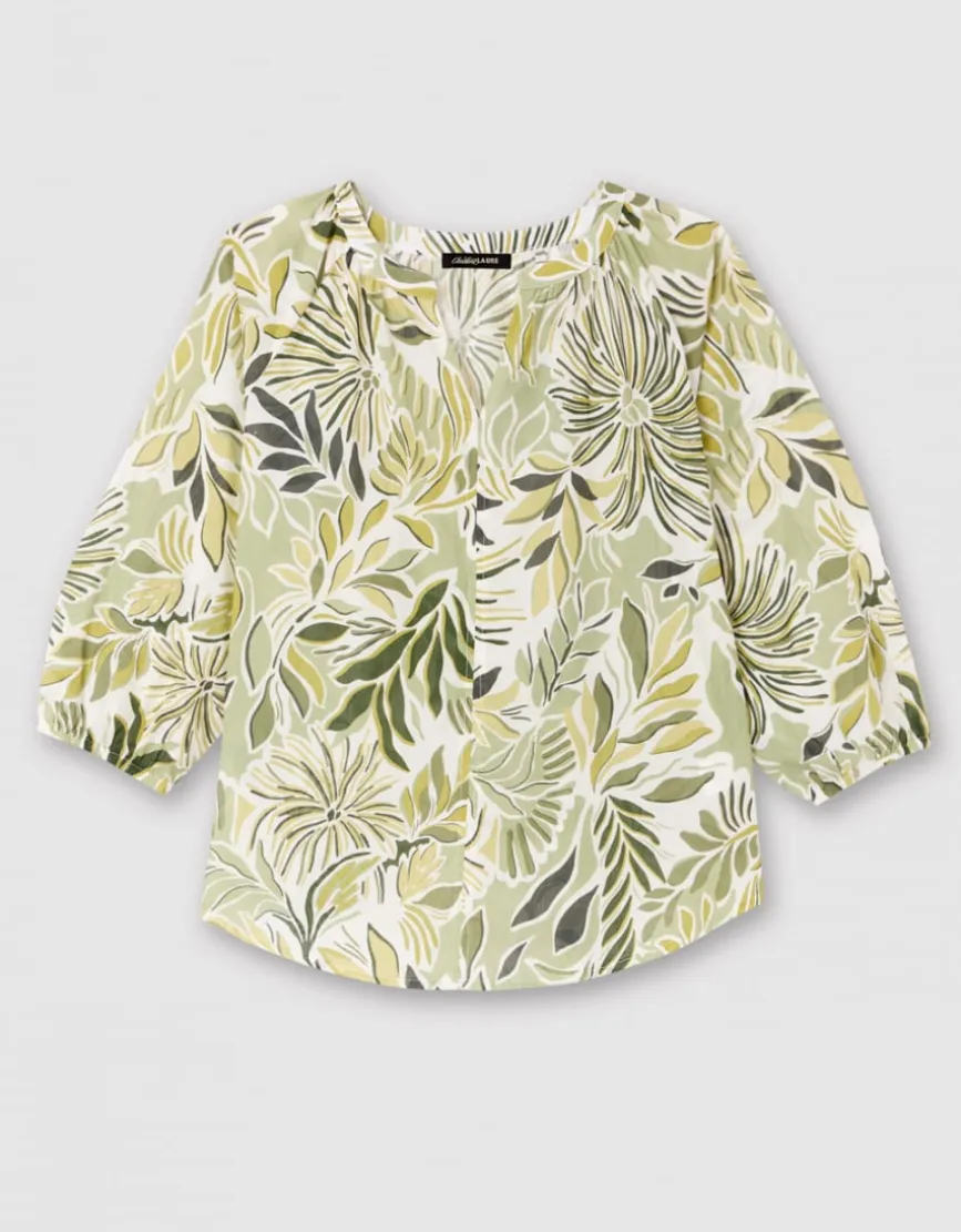 Blouse motif coton vert