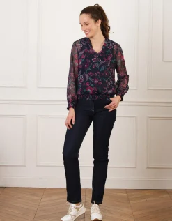Blouse motif floral rose