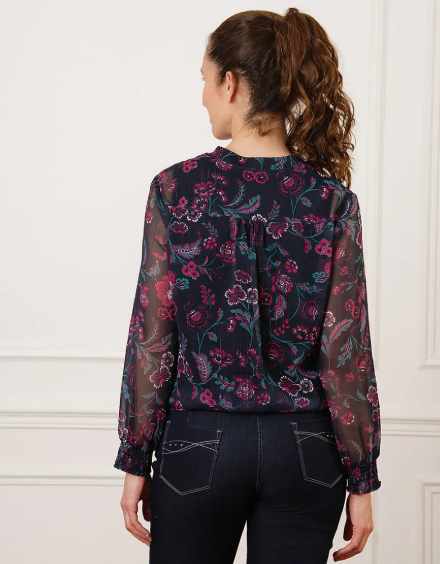 Blouse motif floral rose