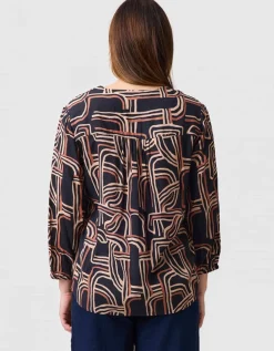 Blouse motif noir beige