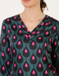 Blouse vert foncé motif