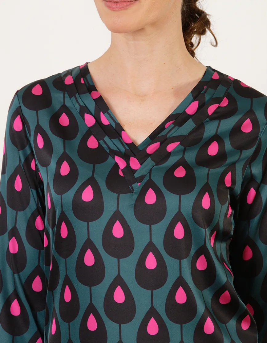 Blouse vert foncé motif