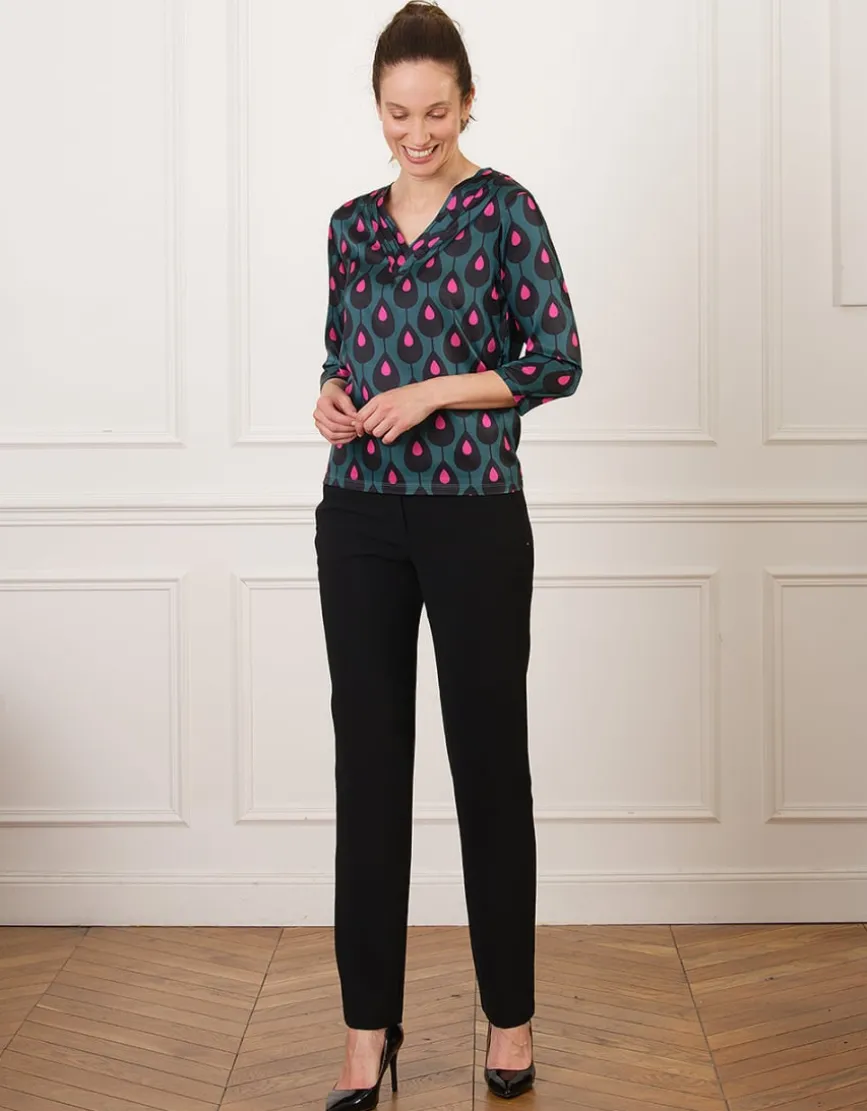 Blouse vert foncé motif