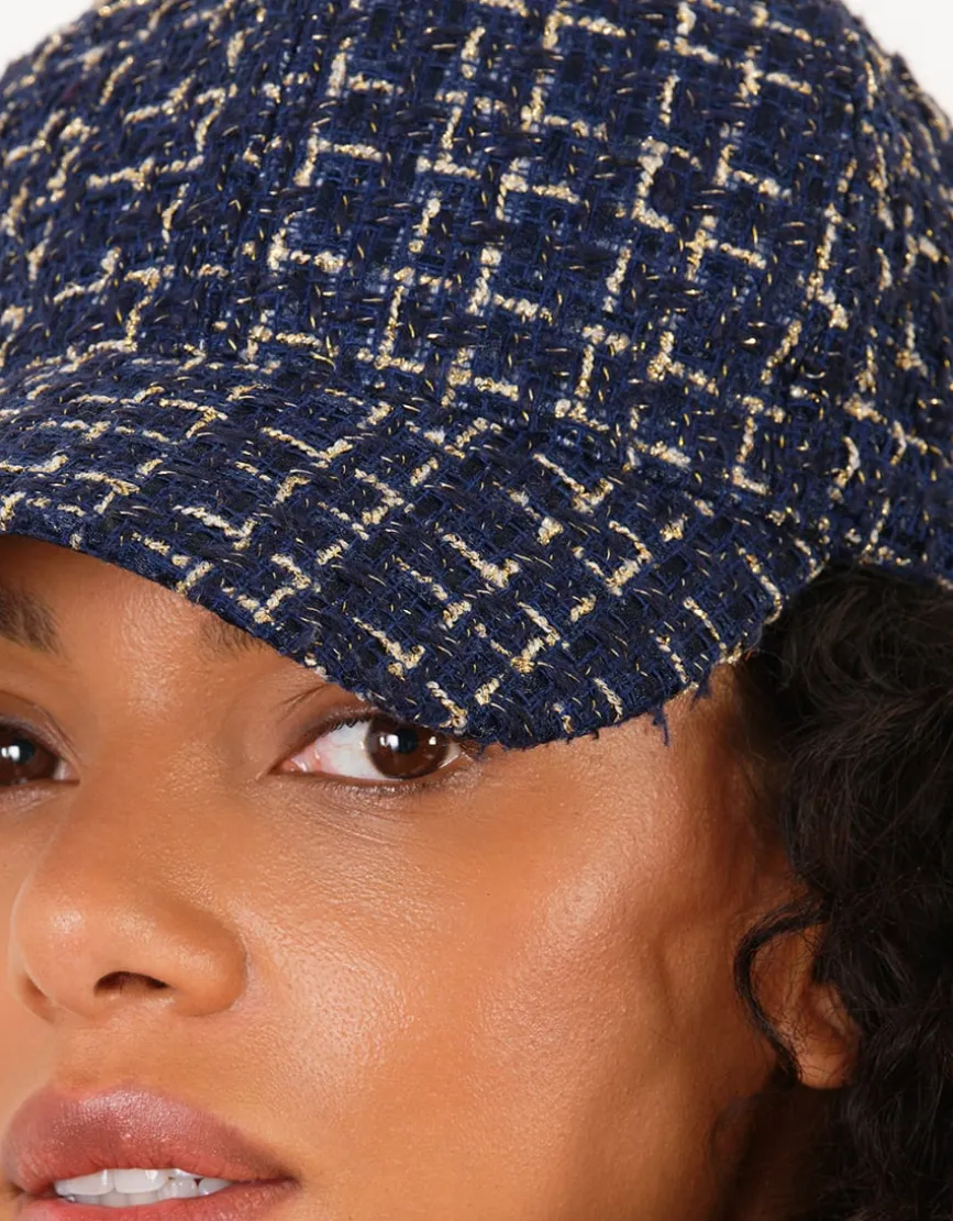 Casquette tweed marine