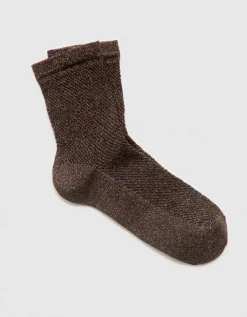 Chaussette paillette brun