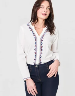Chemisier blanc brodé