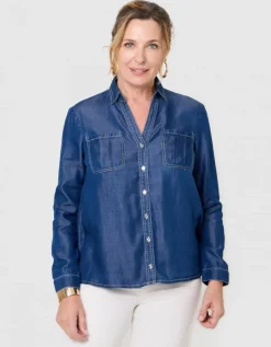 Chemisier coton bleu jean