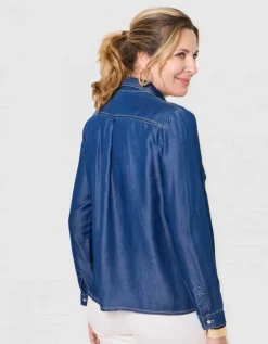 Chemisier coton bleu jean