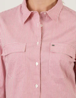 Chemisier coton rayé rose