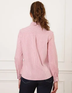 Chemisier coton rayé rose